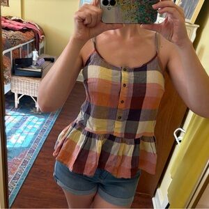 Cotton plaid button cami